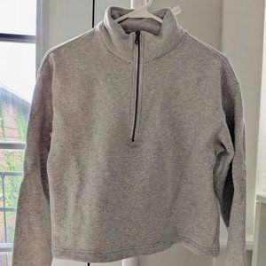 Girlfriend Collective Half-zip Sweatshirt Heather Grey XS